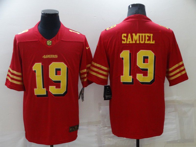 Men San Francisco 49ers 19 Samurl Red gold lettering 2022 Nike Vapor Untouchable Limited NFL Jersey